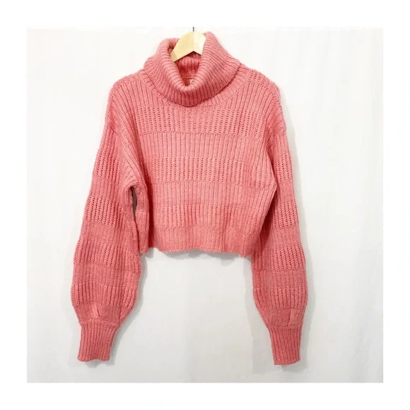 Urban Outfitters Cropped Balloon Sleeve Knit Pullover Sweater in Pink - Picture 4 of 12